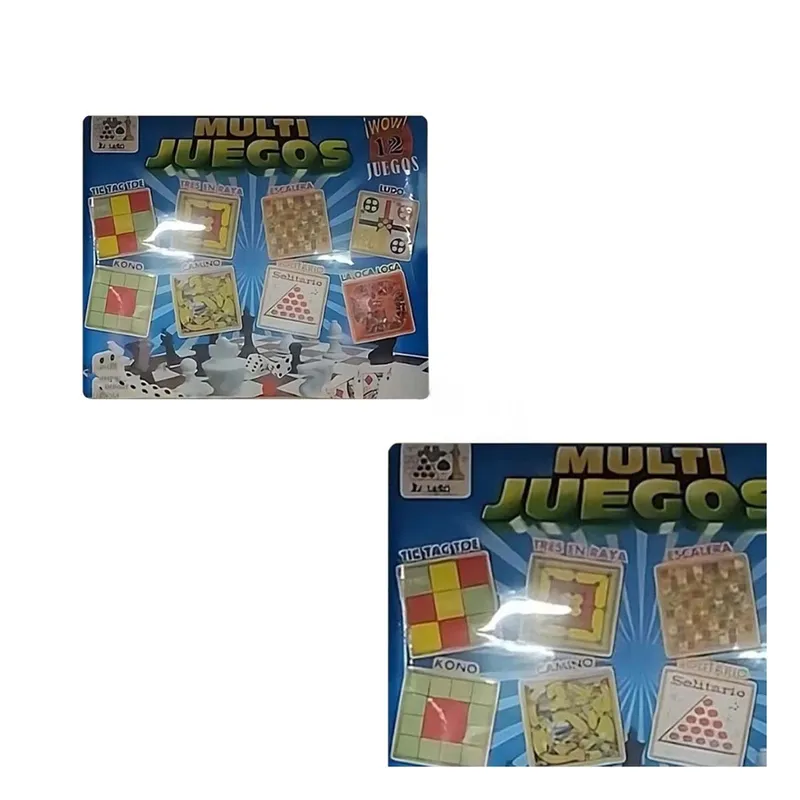 GENERICO - Pack2 Juegos de Mesa de Madera 12 en 1 Y+Papel de Regalo