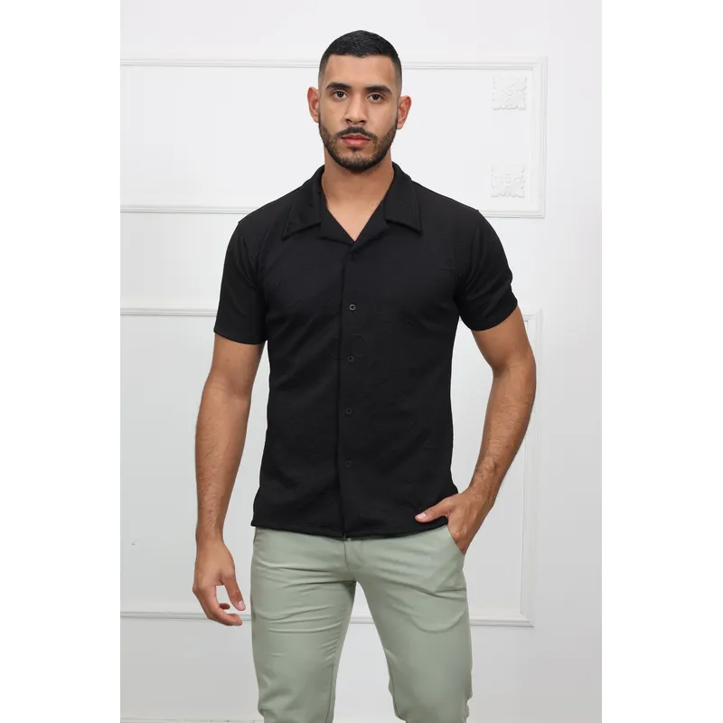 GENERICO - Camisa Manga Corta Casual Heds Negro