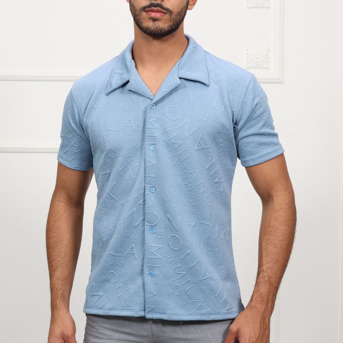 GENERICO - Camisa Manga Corta Casual Heds Celeste