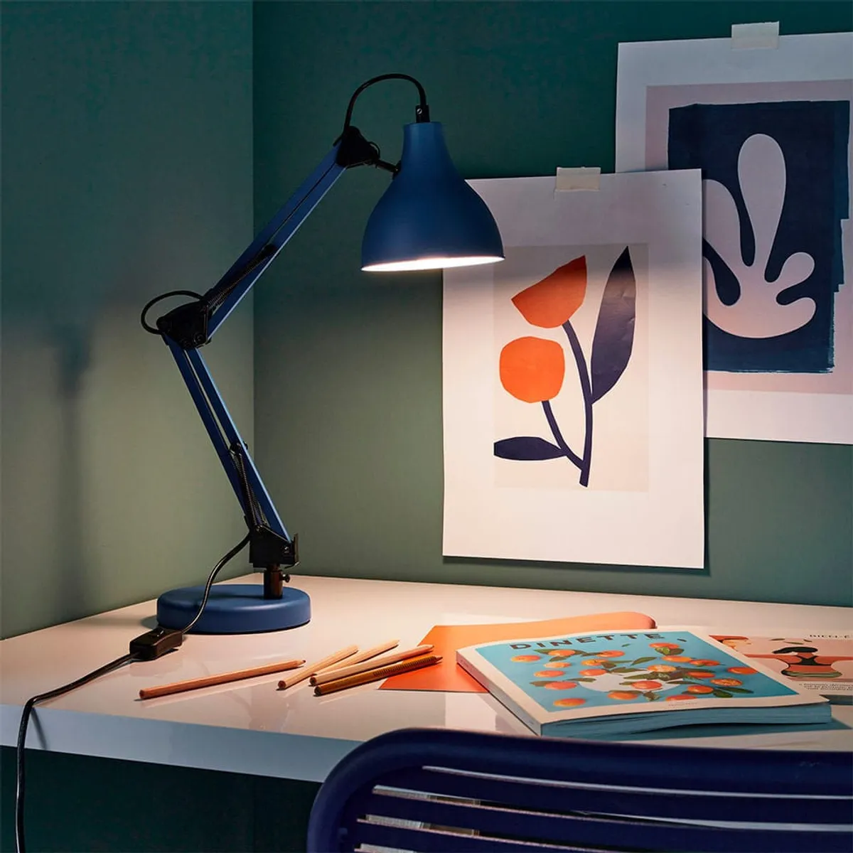 GENERICO - LAMPARA INSPIRE LED ESCRITORIO NEW DESIGN BRAZO ARTICULADO AZUL MATE