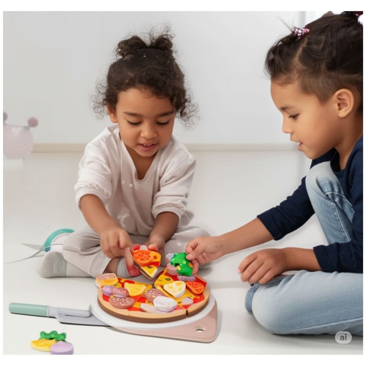 GENERICO - Juego Didáctico Pizza Armable de Madera para Niños