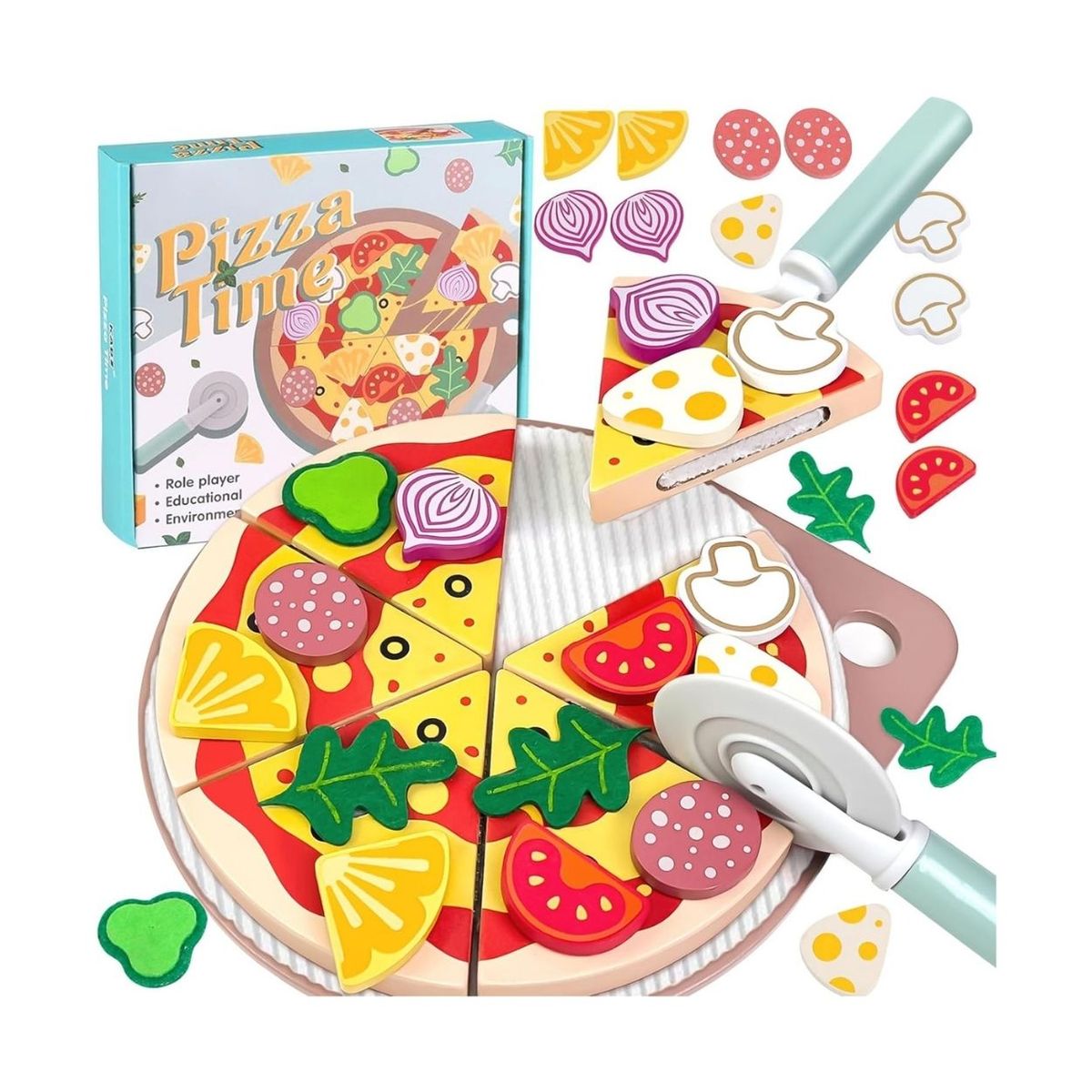 GENERICO - Juego Infantil Pizza Mágica Educativa - Rompecabezas de Madera
