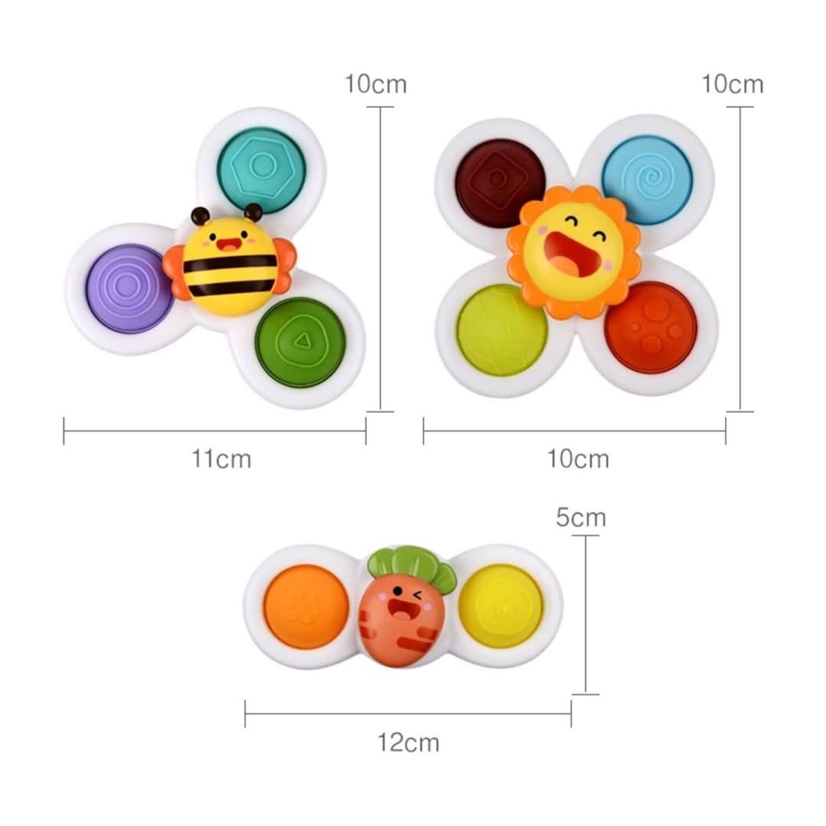 GENERICO - Set de Animalitos Spinners Sensoriales con Ventosa para Bebé