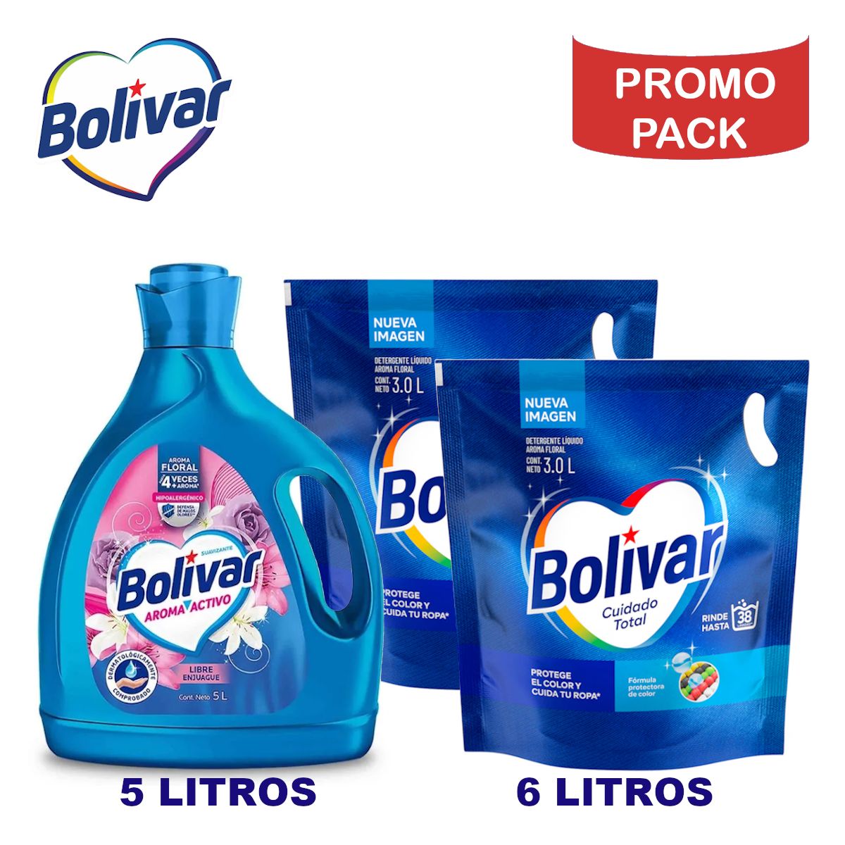 BOLIVAR - Detergente líquido 6LT + Suavizante 5LT  BOLIVAR PROMO PACK
