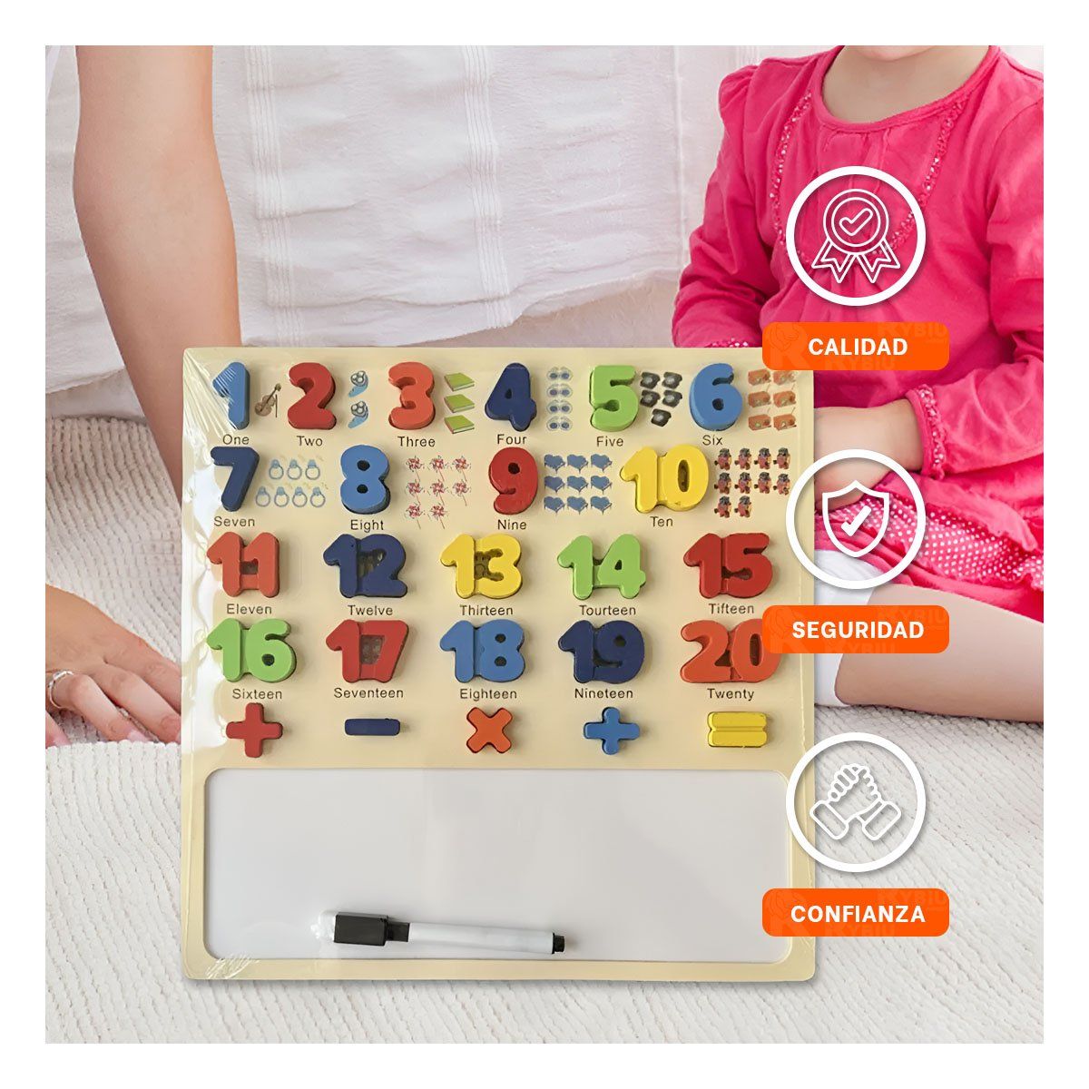 RYBIU IMPORT - Rompecabeza Numerico con Pizarra para Ninos en Multicolor