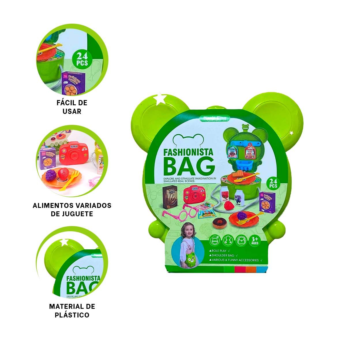 GENERICO - Pack6 Bolso Entretenido en Color Verde Y+Regalo Agendita