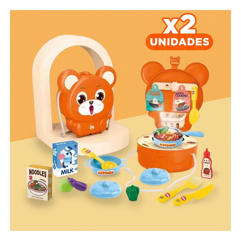 GENERICO - Pack2 Mochila con Orejitas para Mini Chef Y+Regalo Stickers