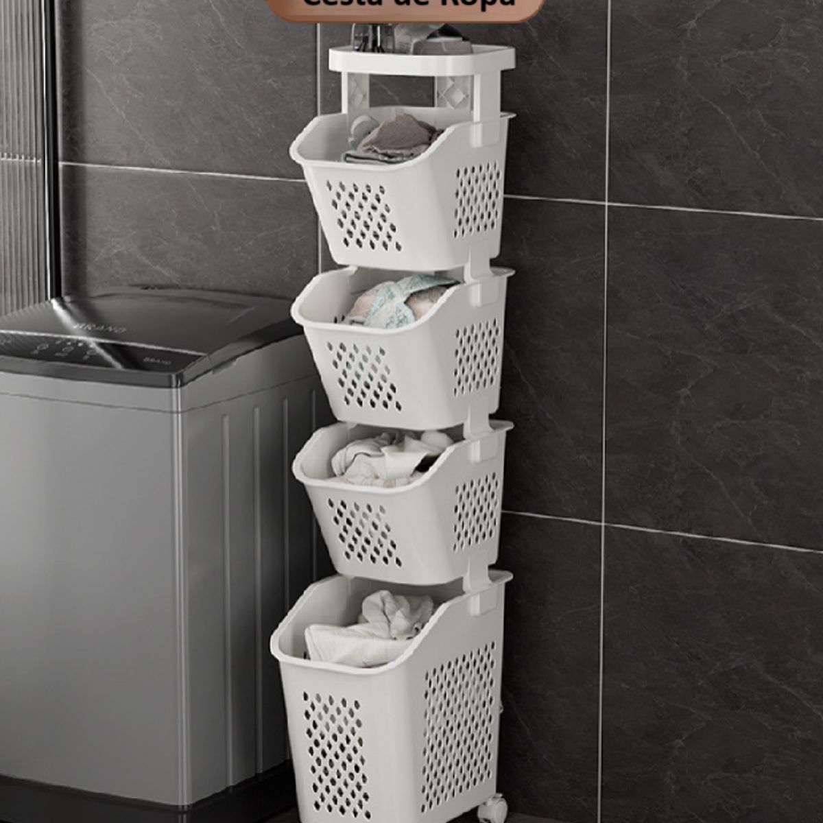GENERICO - Cesta De Lavandería Organizador 4 Capas
