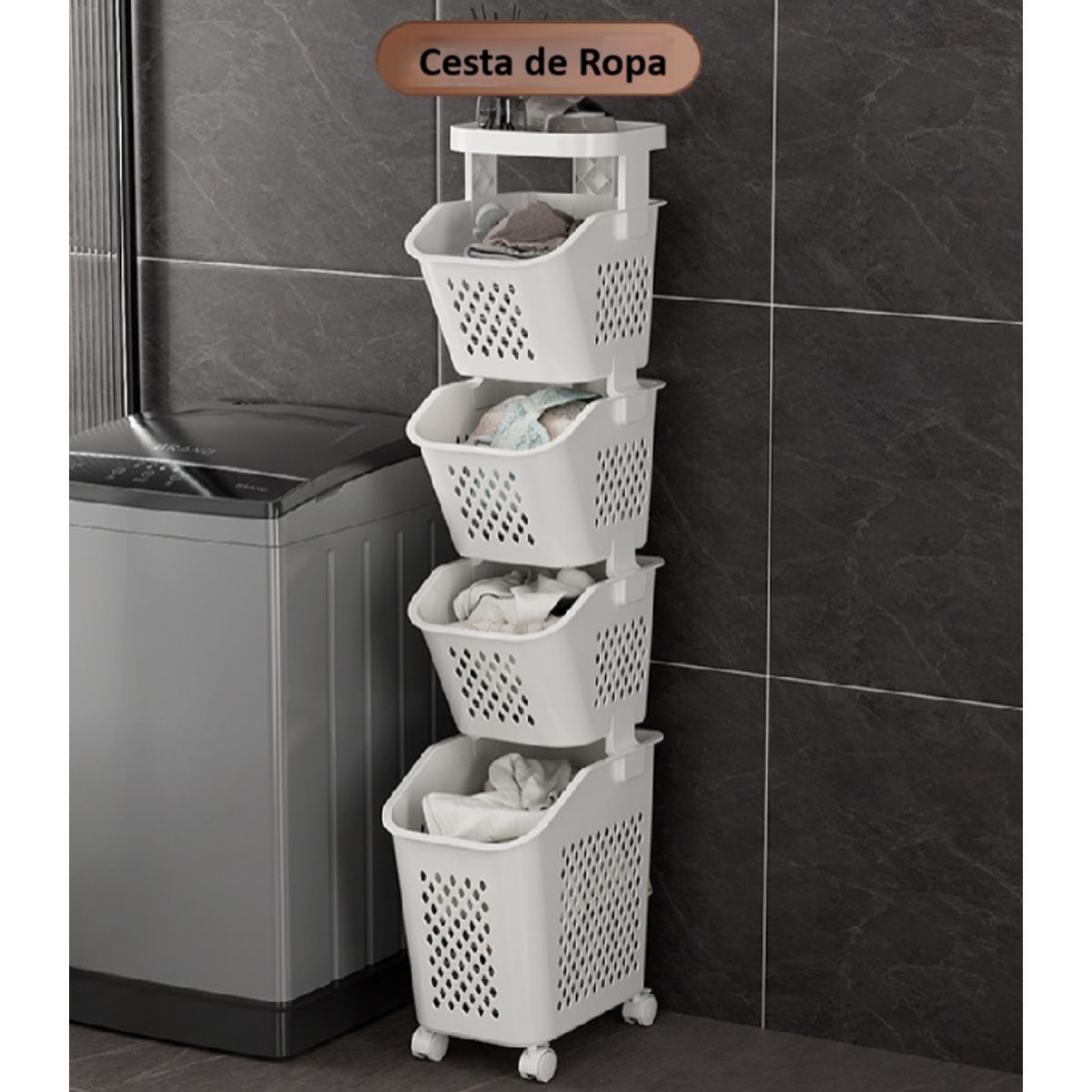 GENERICO - Cesta De Lavandería Organizador 4 Capas