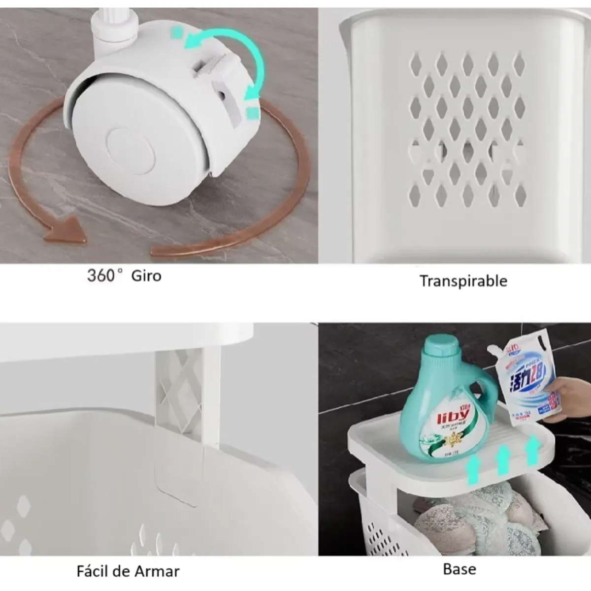 GENERICO - Cesta De Lavandería Organizador 4 Capas