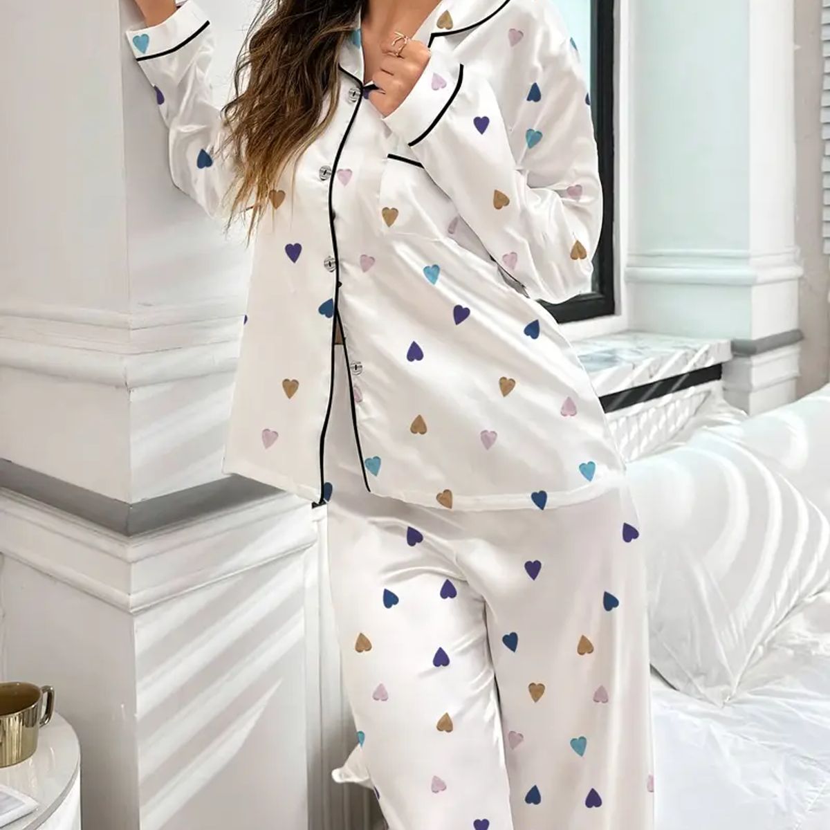 GENERICO - PIJAMA SATÍN MUJER CORAZONES