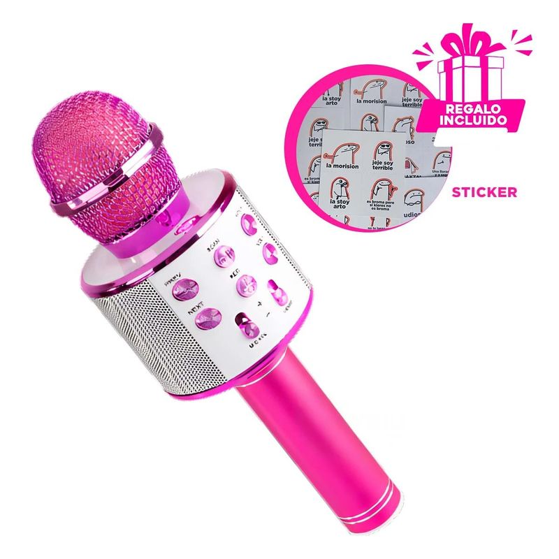 GENERICO - Microfono Util con Bluetooth en Fucsia Y+Regalo Stickers