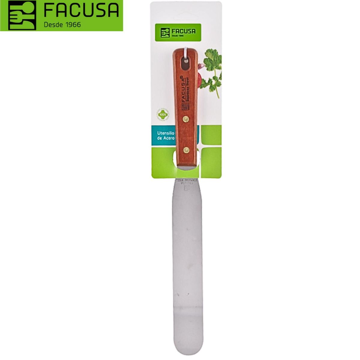 FACUSA - Espátula A/Inox (Eh-5U) Larga Decor. M/Mad. Nº 01 - Facusa