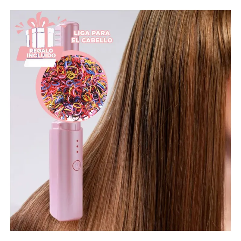 GENERICO - Cepillo Inalambrico para Alisados en Rosa Y+Ligas de Regalo