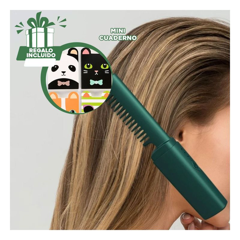 GENERICO - Peine para Alisar Cabello Portatil Verde Y+Regalo Agendita