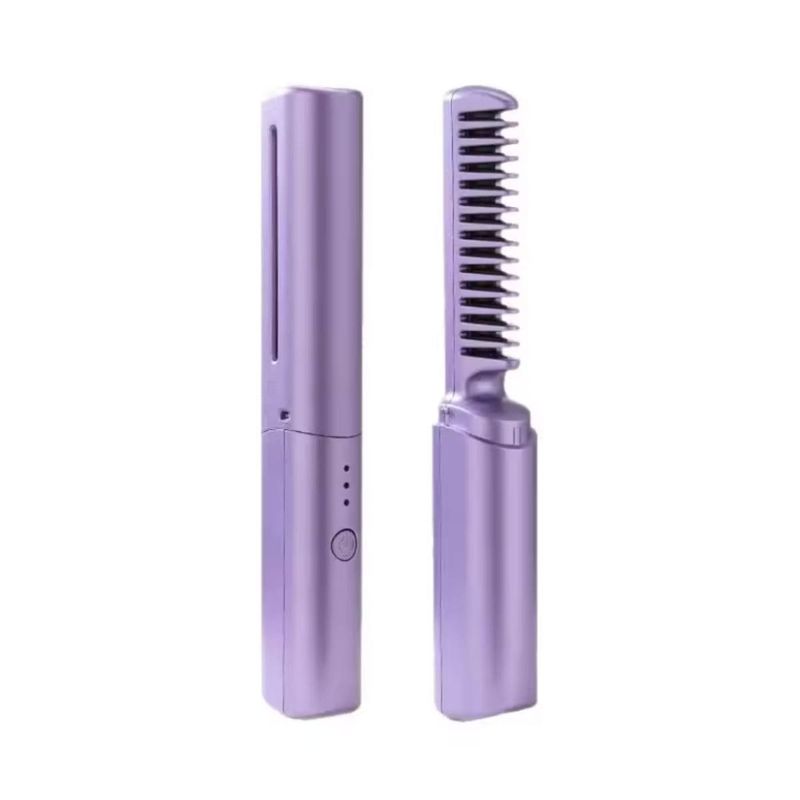 GENERICO - Pack2 Peine Alisador Inalambrico 2 en 1 en Color Morado