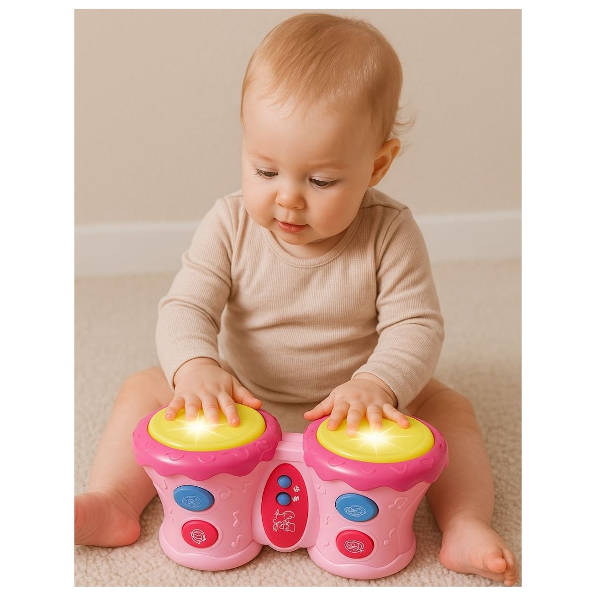 GENERICO - Juguete Musical Mini Tambor Doble Huanger para Bebé Niña