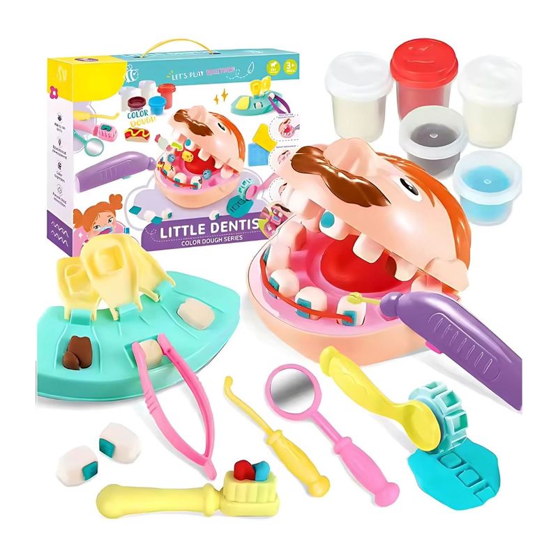 GENERICO - Juego Didáctico Dentista Plastilinas y Moldes para Niños