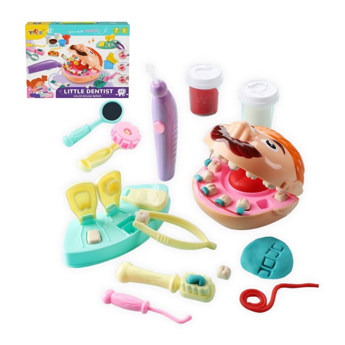 GENERICO - Set Didáctico Mini Dentista Divertido Plastilinas y Moldes