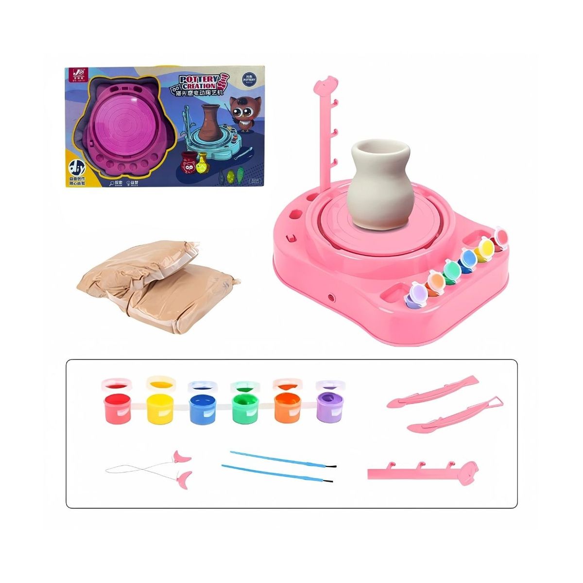 GENERICO - Juguete Didáctico Mini Máquina de Fabricar Cerámica Rosada