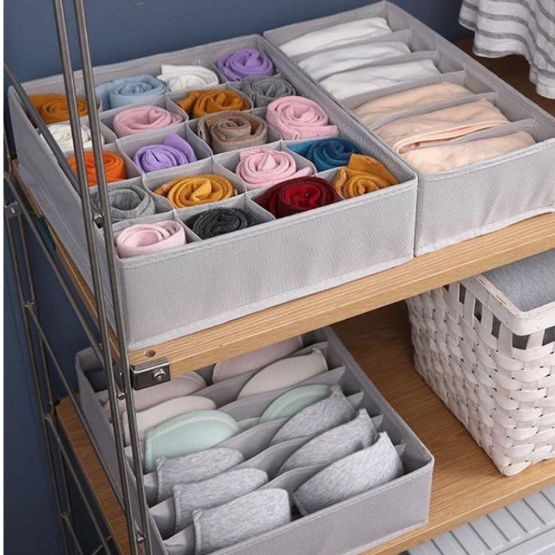 GENERICO - Organizador de Cajones Plegable Ropa Interior - Gris Claro