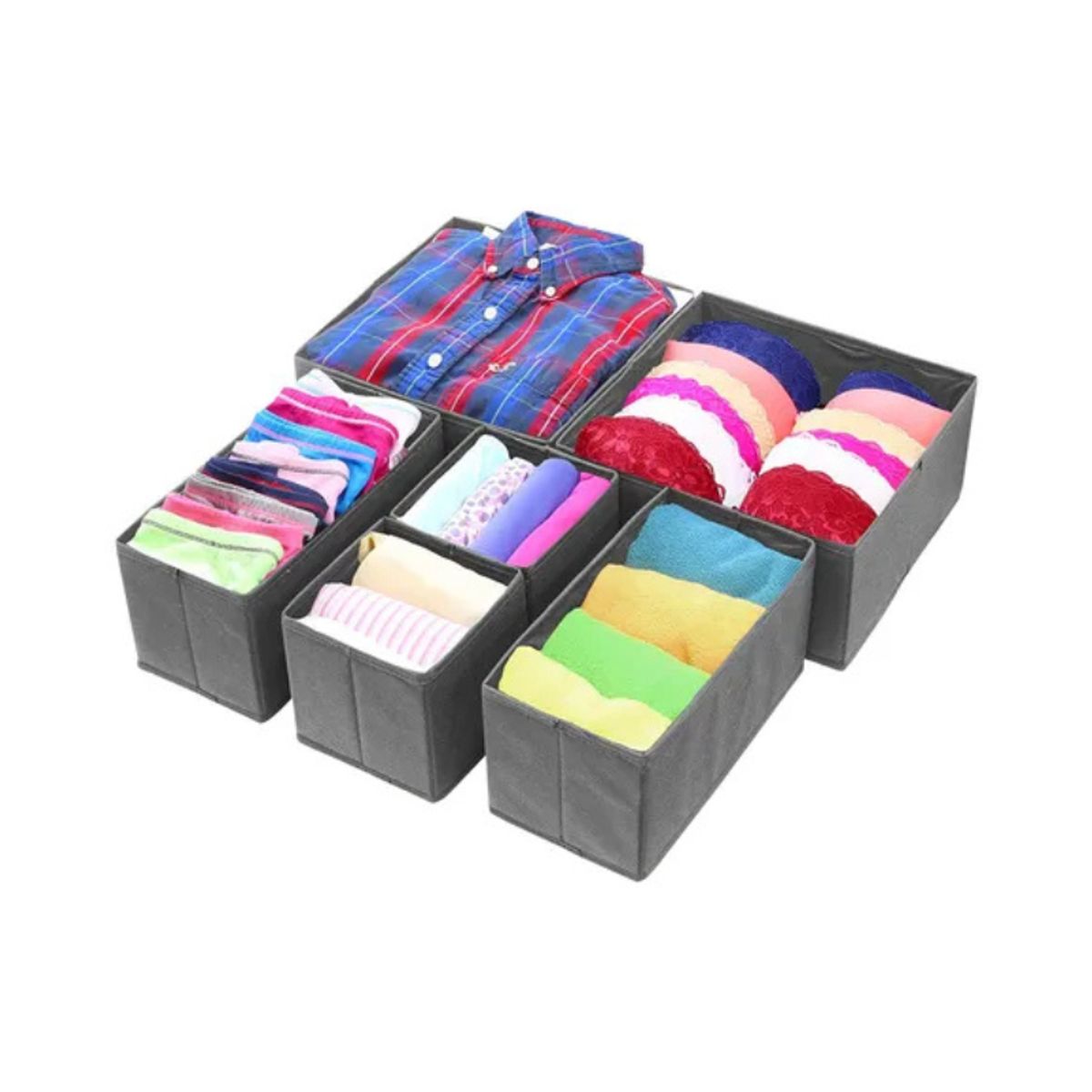 GENERICO - Organizador Set de 6 piezas Cajón - Gris Oscuro