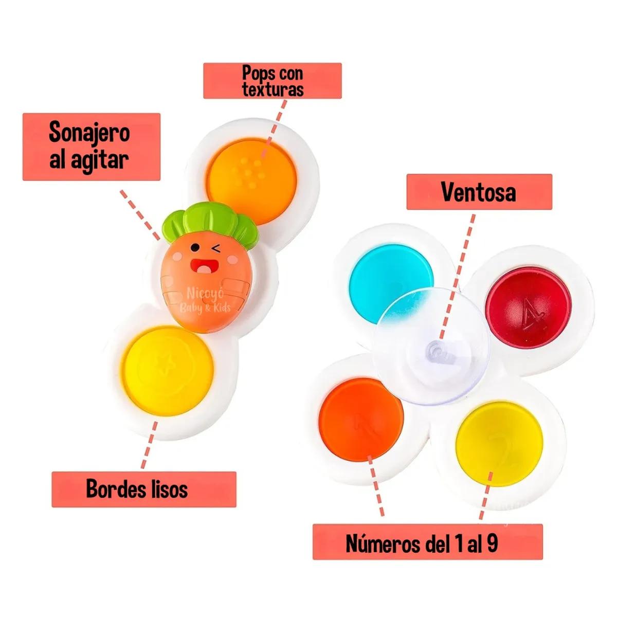 GENERICO - Set 3 Juguetes Giratorios para Bebés - Didáctico y Sensorial