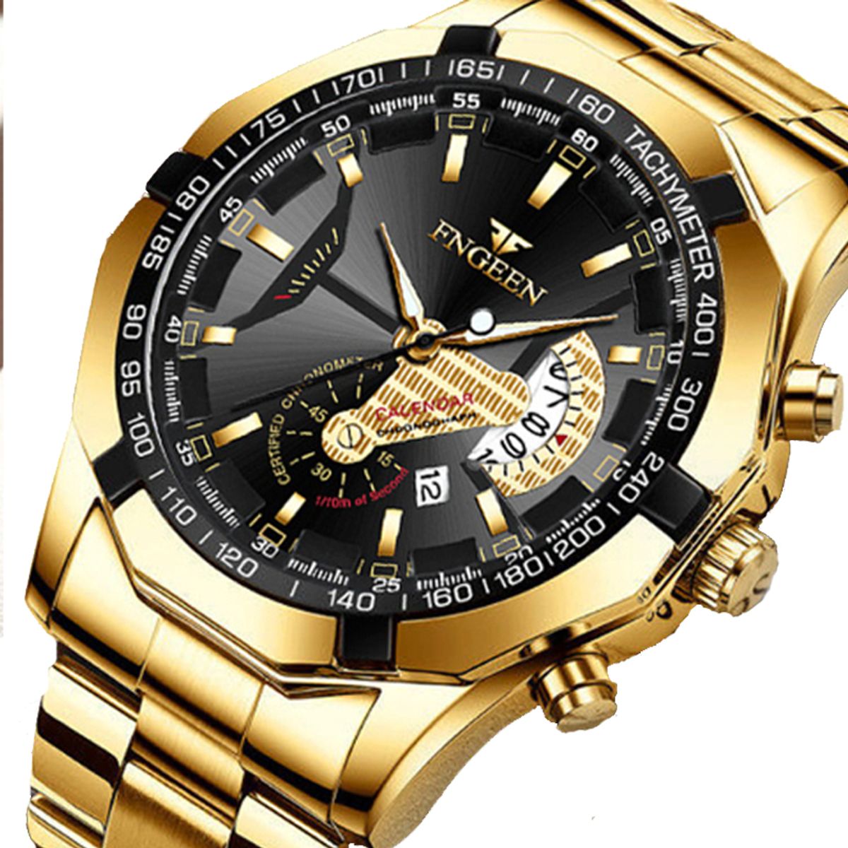 OVOTOUMI - Toumi FG01 reloj mecánico de gran dial impermeable - Dorado