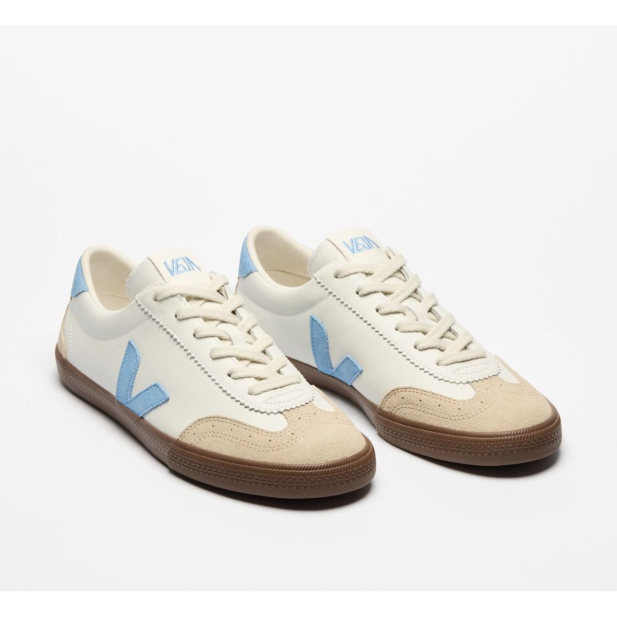VEJA - Zapatilla volea decuero aqua Blanco