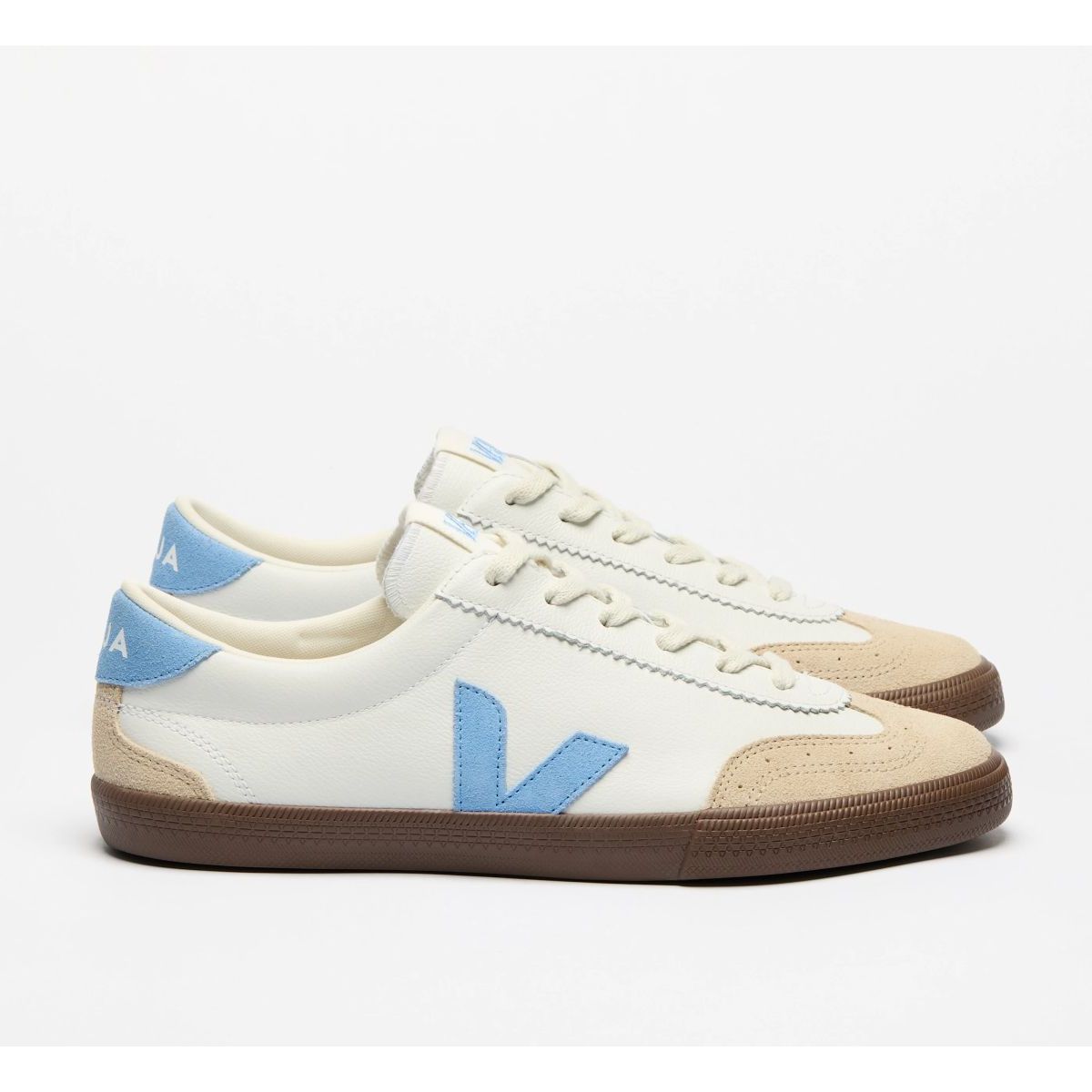 VEJA - Zapatilla volea decuero aqua Blanco