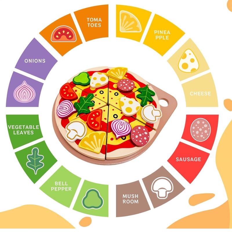 GENERICO - Juguete de Pizza de Madera con 25 Pcs