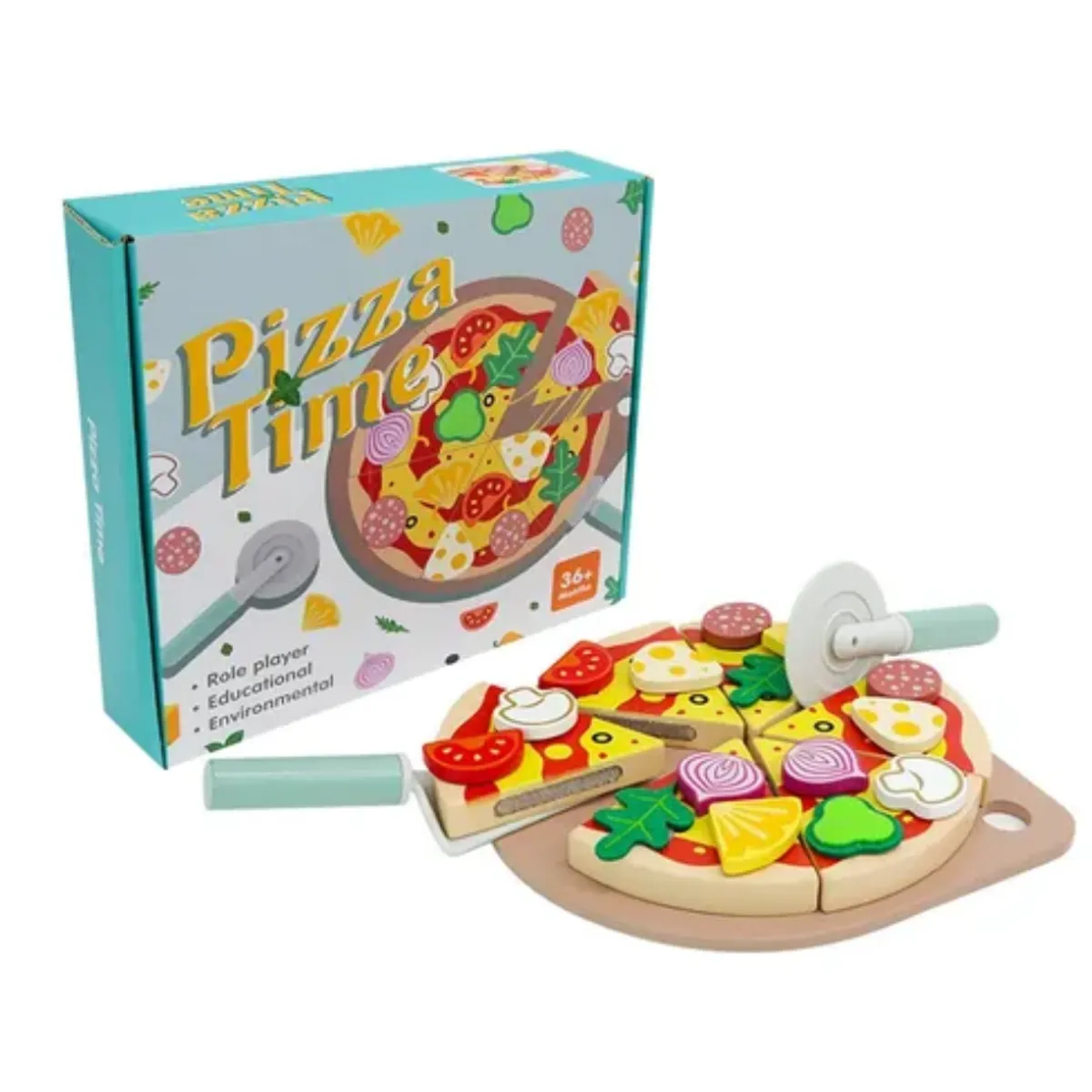 GENERICO - Juguete de Pizza de Madera con 25 Pcs