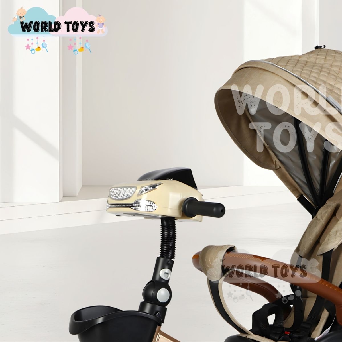 KIDS - Triciclo Guiador 3 En 1 «GOLDEN II NEW COLLECTION» USB Beige