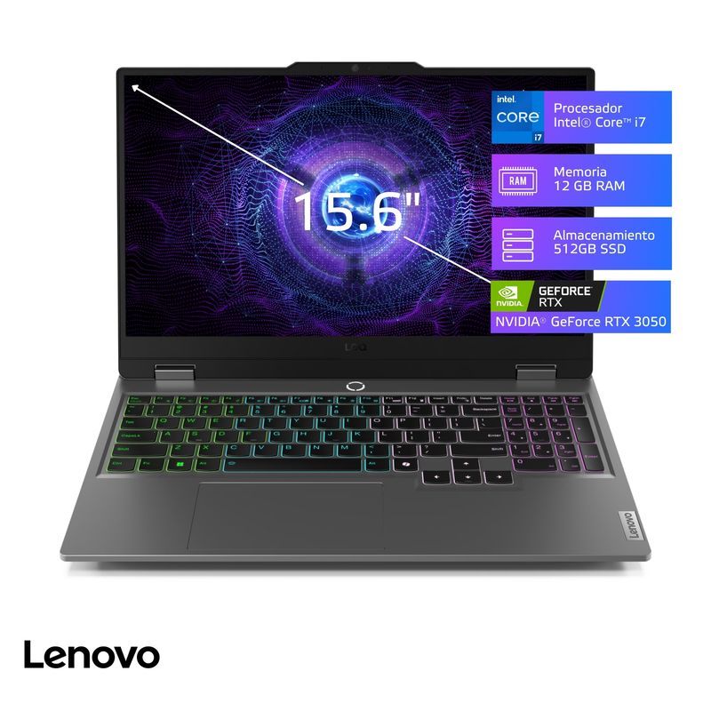 LENOVO - Laptop Lenovo Gamer LOQ 15IRX9 Core i7-13650HX 12GB 512GB SSD RTX-3050 6GB 156 FreeDos