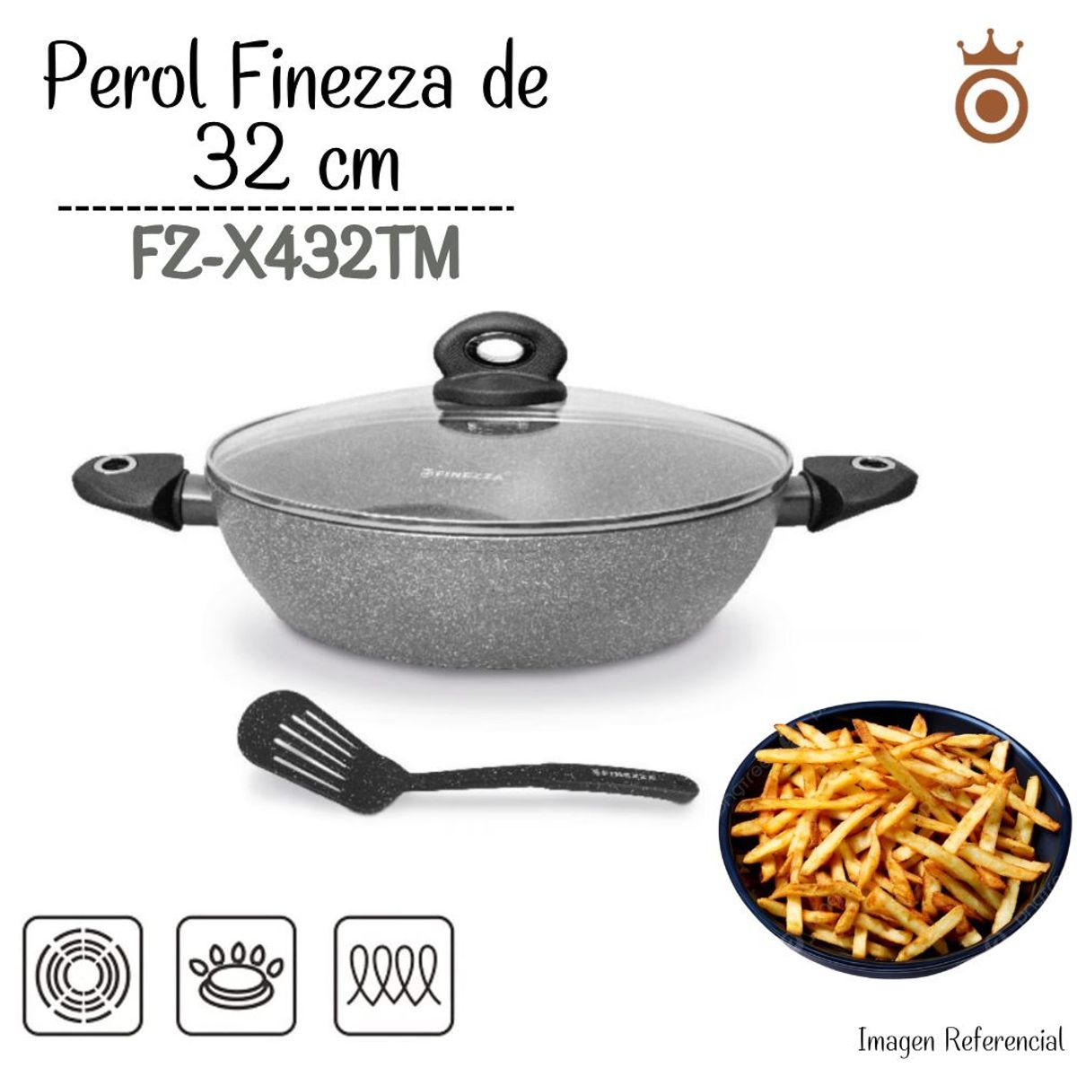 FINEZZA - Perol Finezza Ultragranito 32 cm - FZ-X432TM / Gris