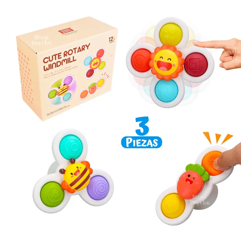 BABY - Set 3 Juguetes Spinners para Bebés - Didáctico y Sensorial