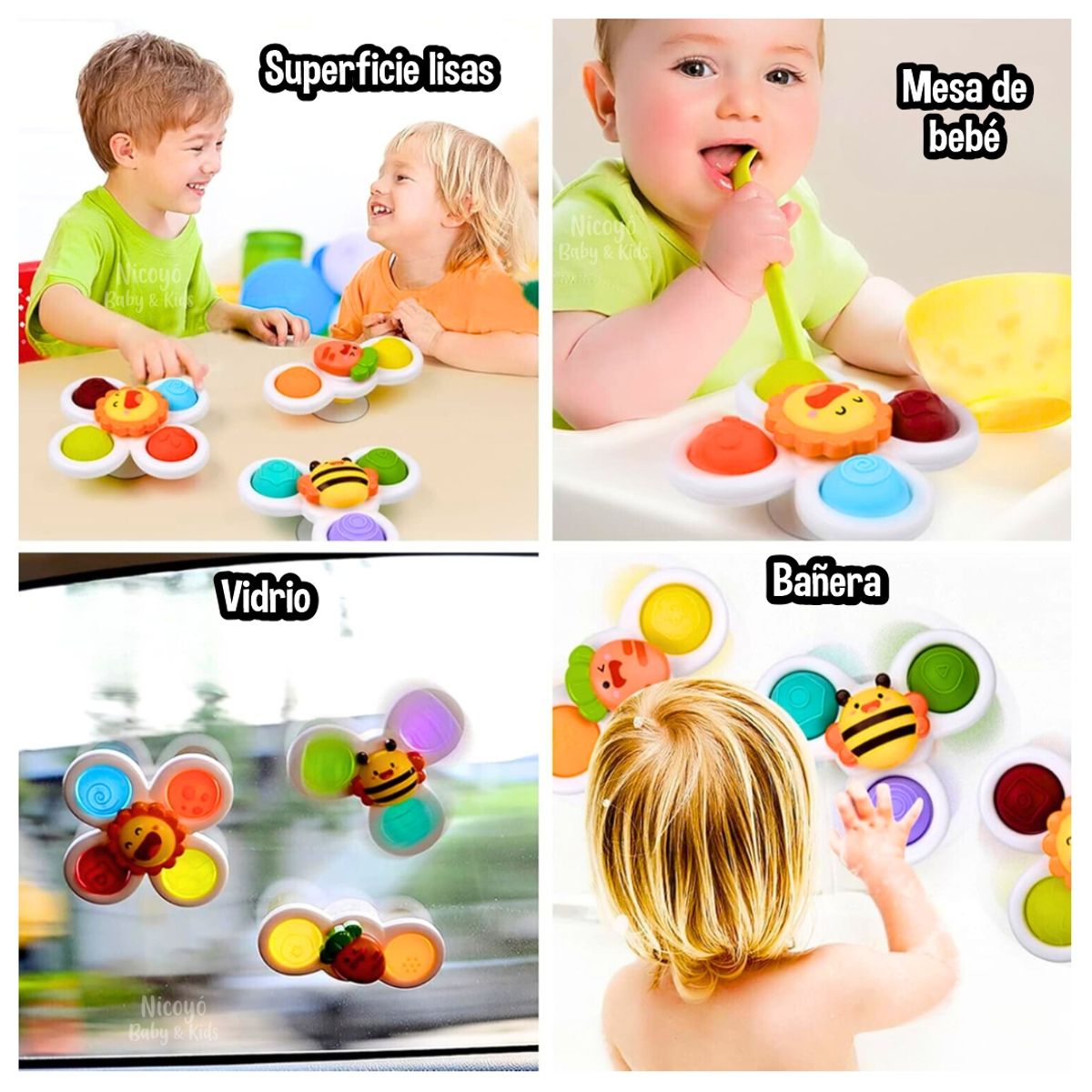 BABY - Set 3 Juguetes Spinners para Bebés - Didáctico y Sensorial