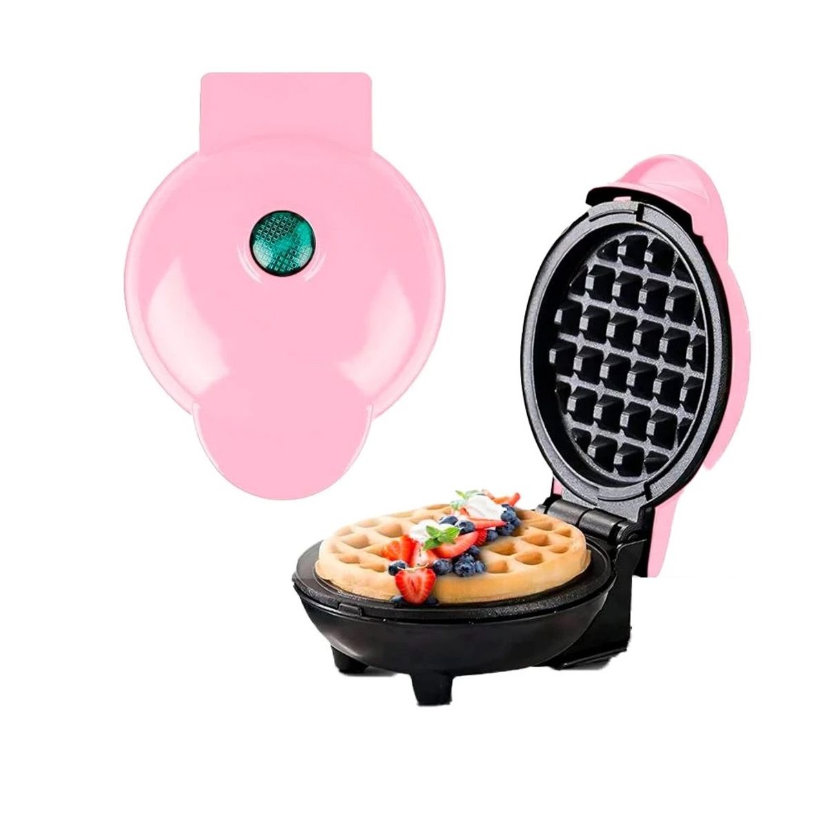 GENERICO - Mini Waflera Portátil Eléctrica antiadherente Rosa