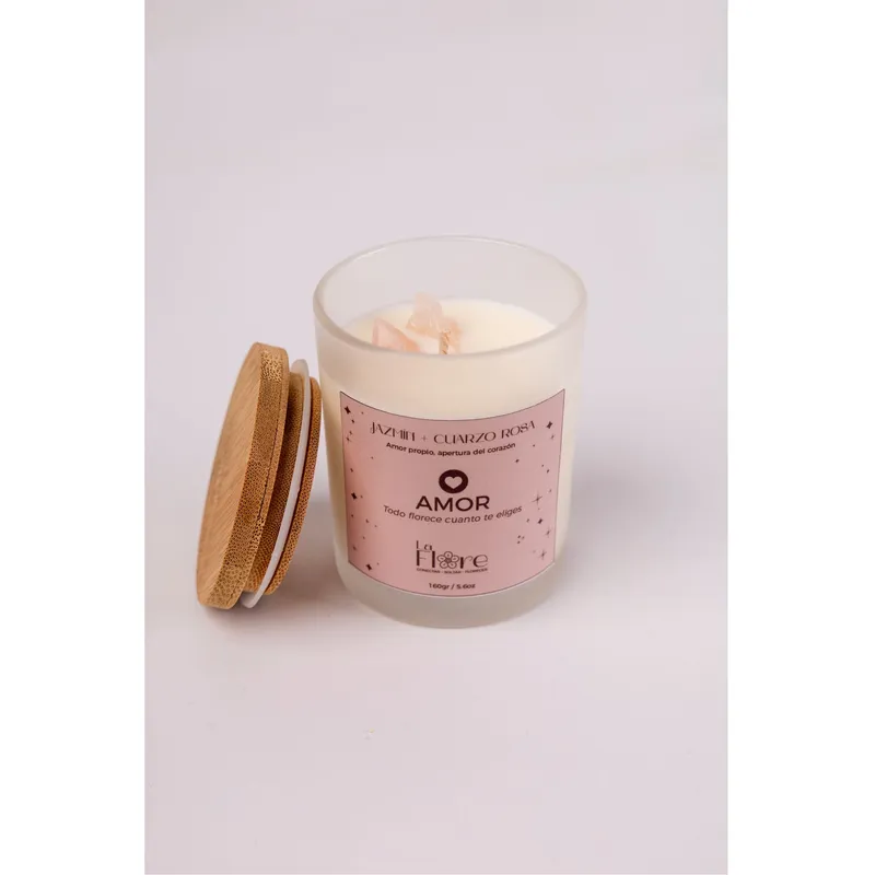 GENERICO - Vela de Soya Aromática AMOR Pétalos de Jazmín- 160GR