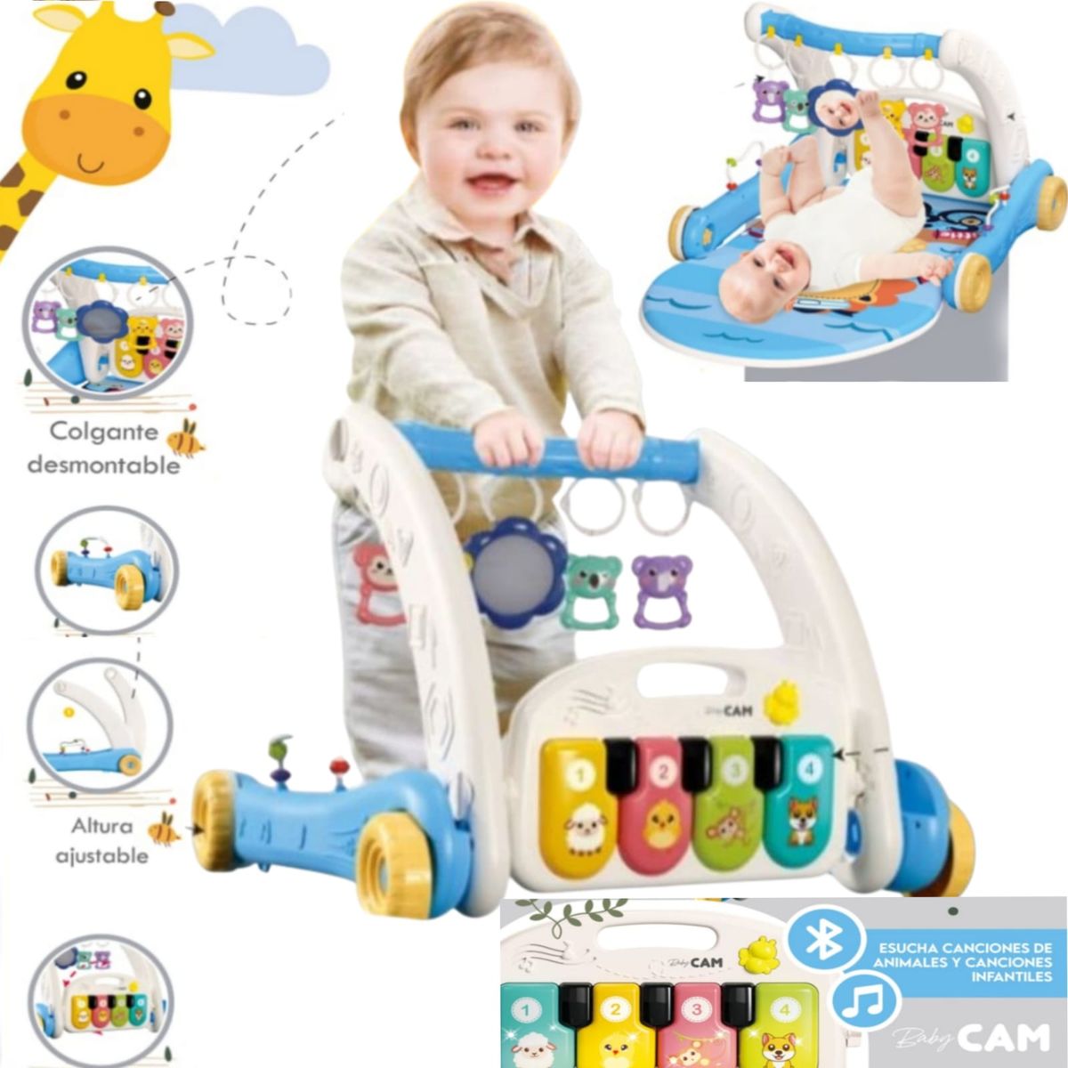 CAM - Gimnasio Caminador con Piano MUSICAL 2 EN 1