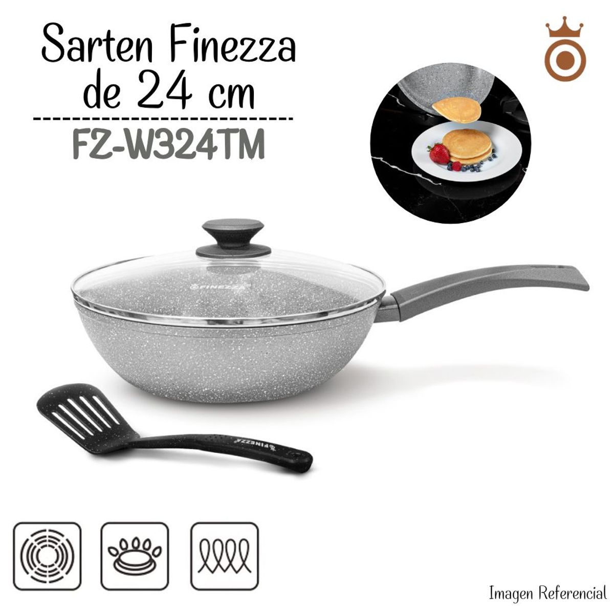 FINEZZA - Sarten Finezza Ultragranito C/Tapa de 24 cm  FZ-W324TM