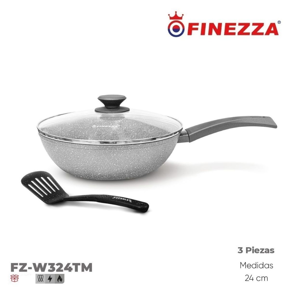 FINEZZA - Sarten Finezza Ultragranito C/Tapa de 24 cm  FZ-W324TM