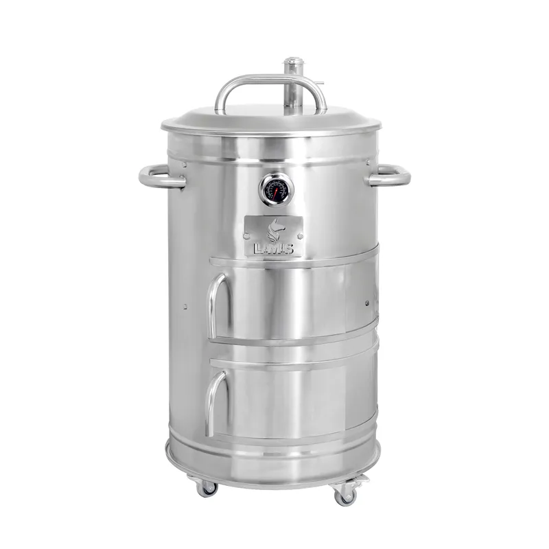 GRILLCORP - Cilindro Ahumador Mediana de Acero Inoxidable LLamas