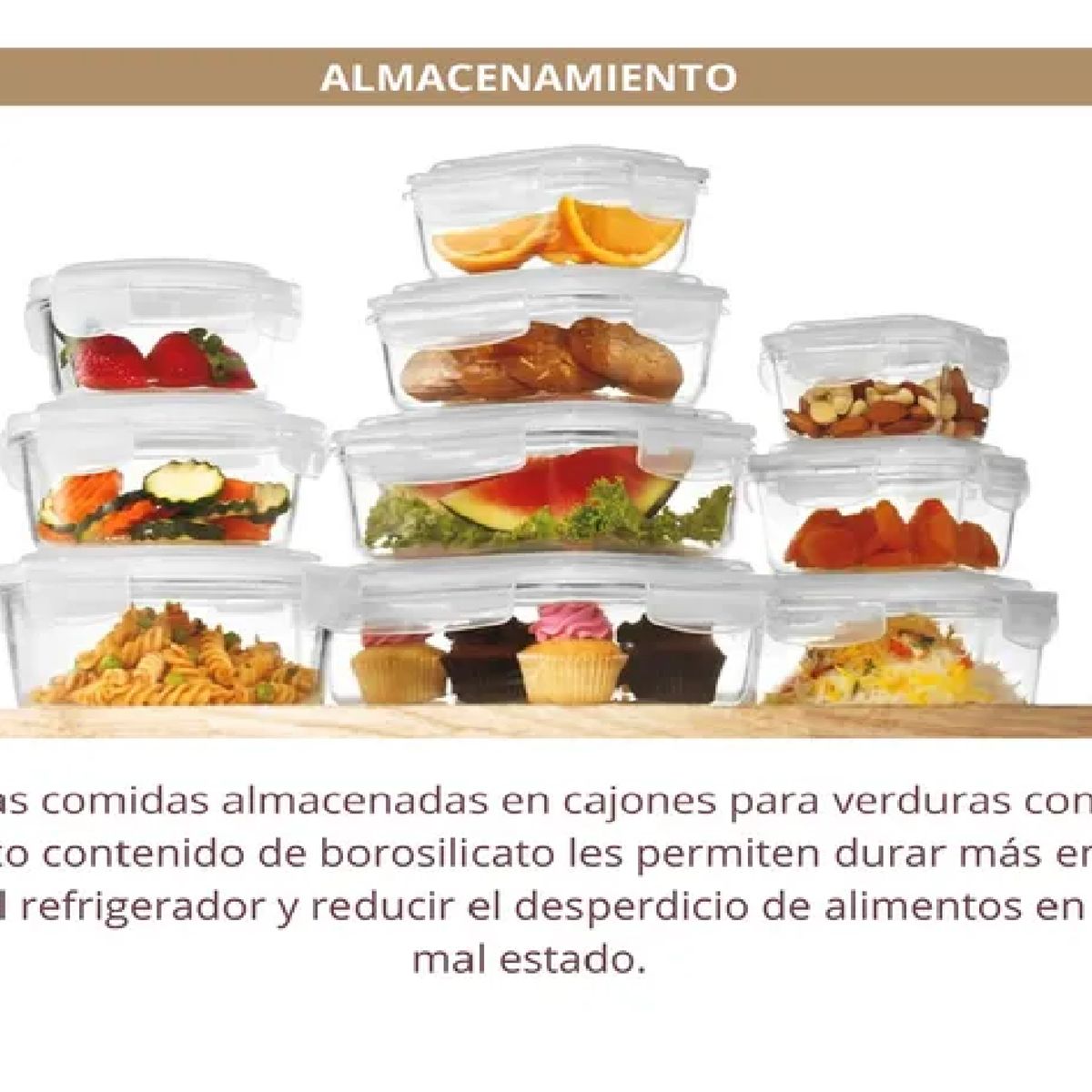 GENERICO - Taper De Vidrio Hermético Rectangular, Set De 3 Unidades