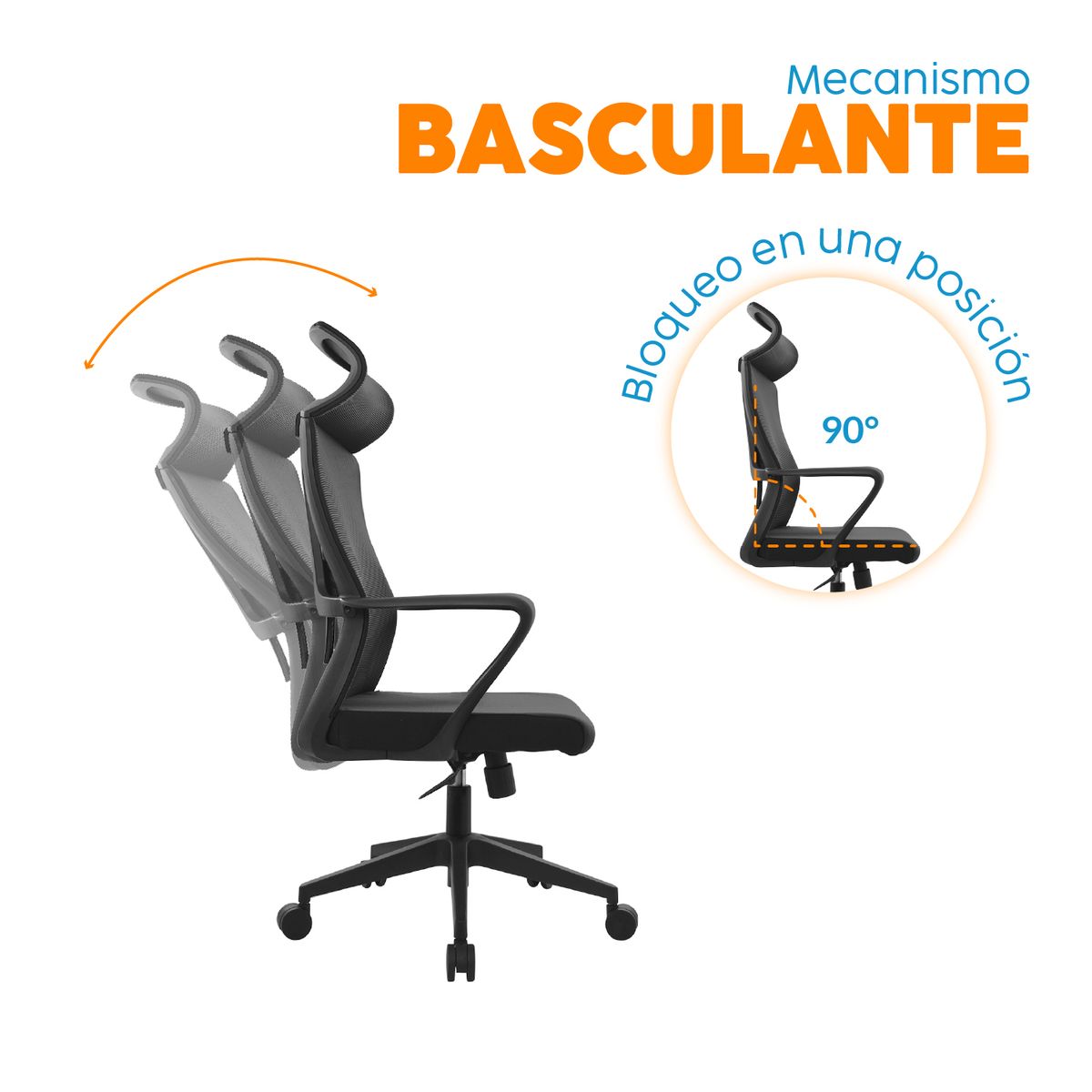 BONNO - Silla de Escitorio con Cabecero Max Negro Bonno