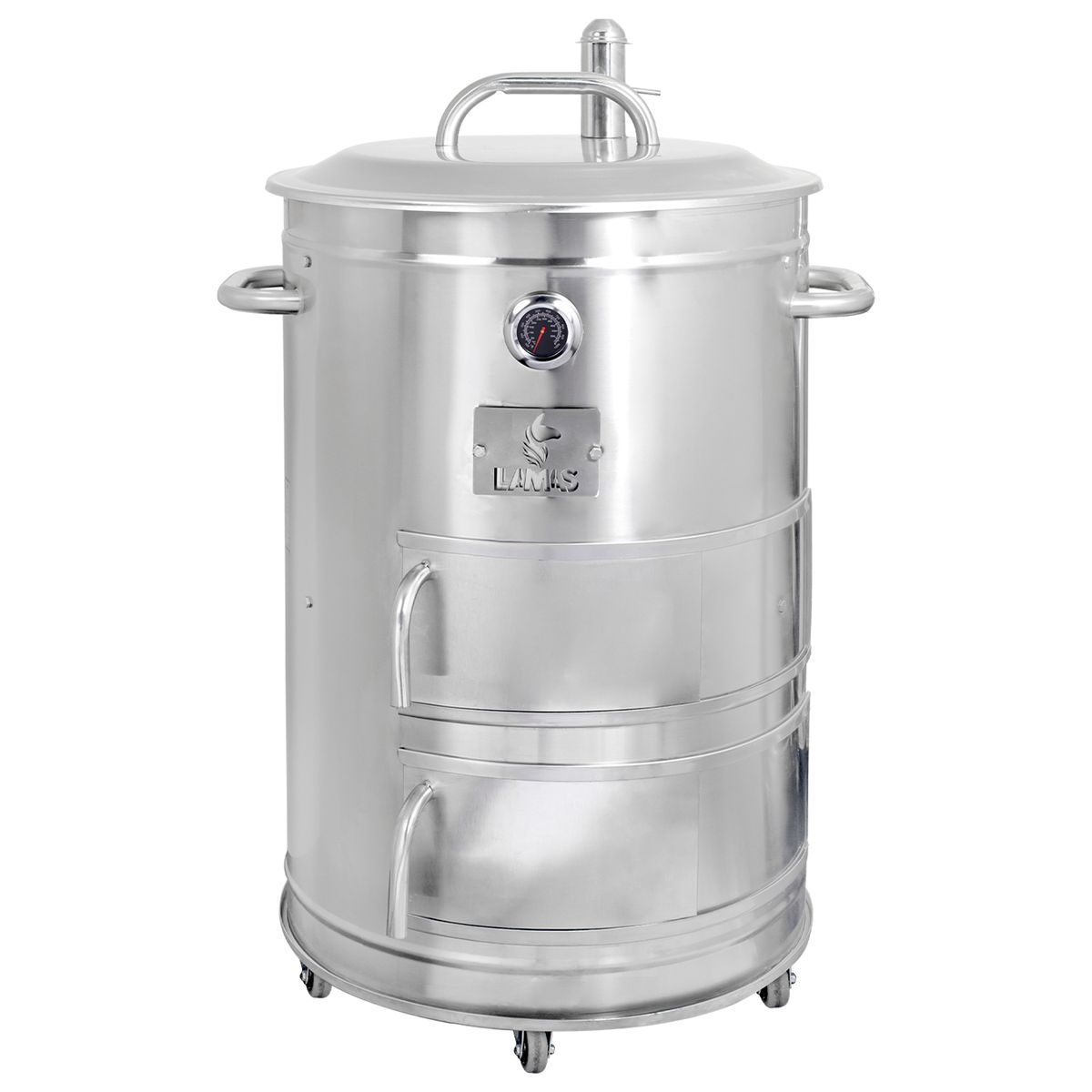 GRILLCORP - Cilindro Ahumador Grande de Acero Inoxidable LLamas
