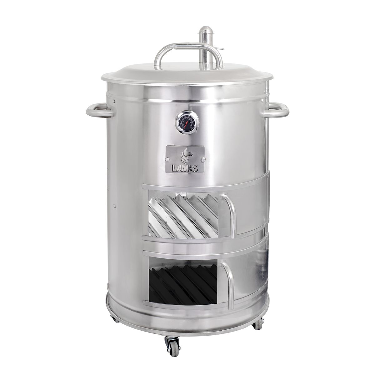 GRILLCORP - Cilindro Ahumador Grande de Acero Inoxidable LLamas