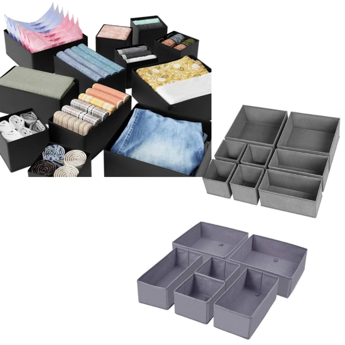 GENERICO - Organizador Plegable Para Ropa Interior 12 Unidades - Gris Oscuro