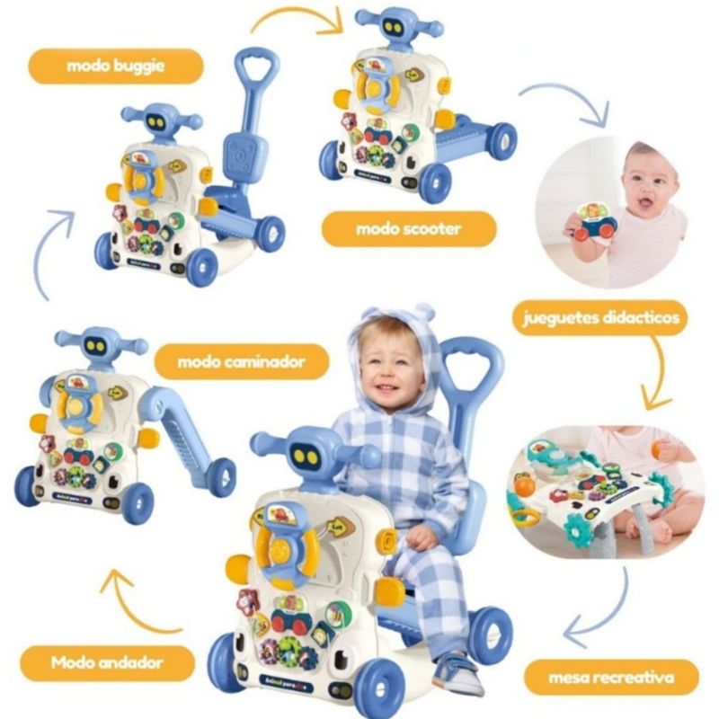 CAM - Andador caminador para bebe 6 en 1 AZUL