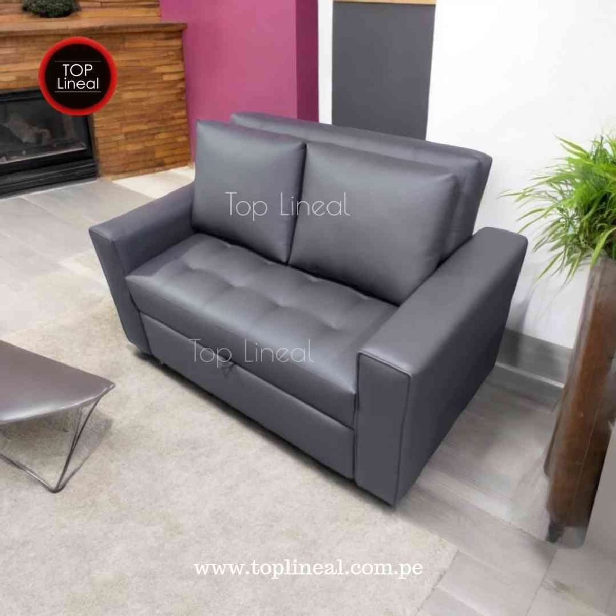 GENERICO - Sofá Cama 1.5 Plaza Top - Eco Cuero